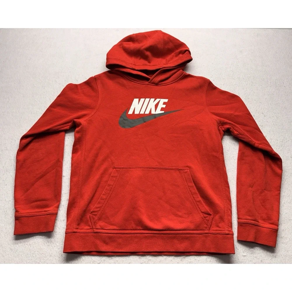 Nike Sportswear Club Fleece Hoodie Red Boys Youth XL 18-20 Pullover Graphic